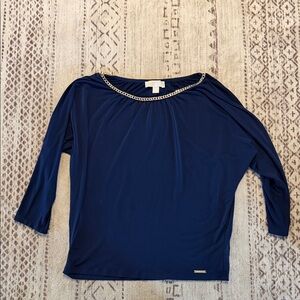 Michael Kors Navy Long Sleeve Top